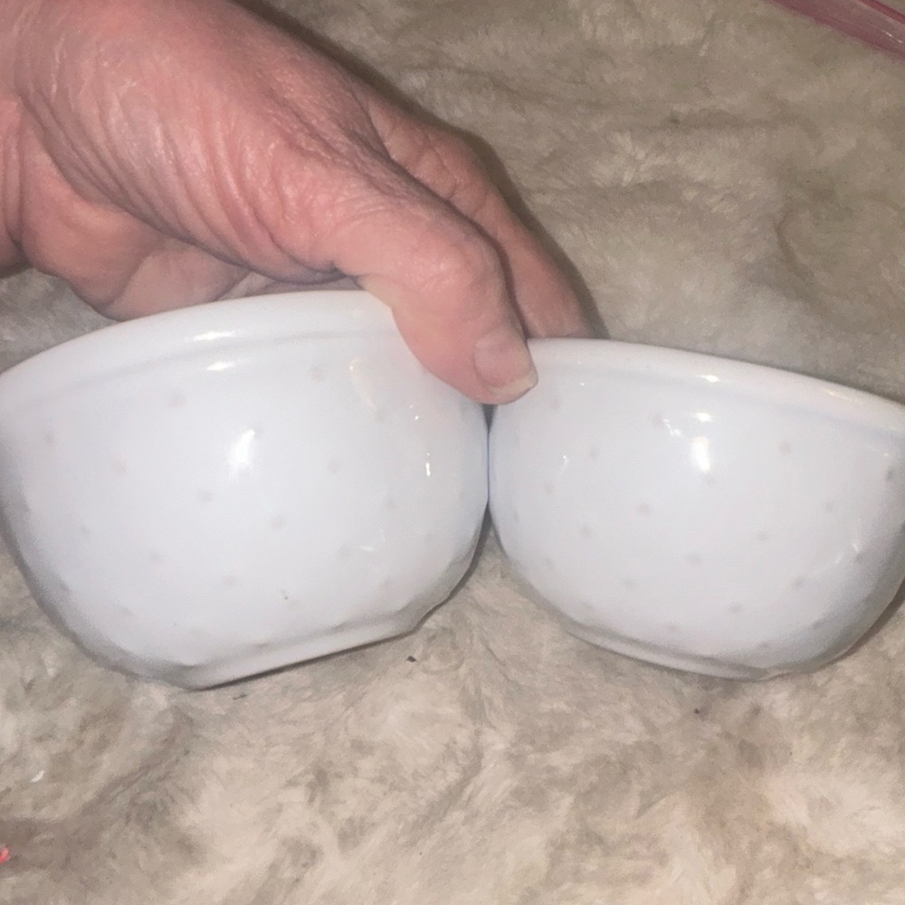 2 Primagera White Dessert Custard Cups Beaded Dotted Fruit Dipping Prep Bowl 4”